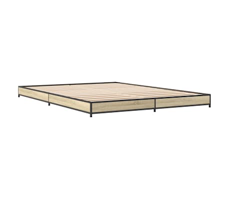 vidaXL Bettgestell Sonoma-Eiche 120x190 cm Holzwerkstoff und Metall