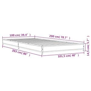 Rám postele kouřový dub 100 x 200 cm kompozitní dřevo a kov - obrázek 9