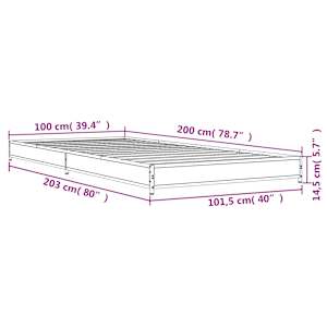 Rám postele šedý sonoma 100 x 200 cm kompozitní dřevo a kov - obrázek 9