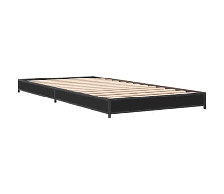 vidaXL Bed Frame Black Engineered wood, steel Twin Durable Bed Frame