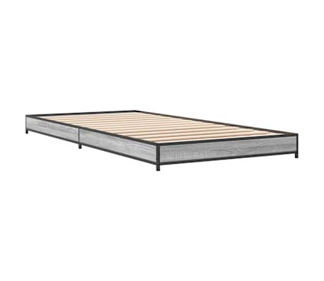 vidaXL Bettgestell Grau Sonoma 90x190 cm Holzwerkstoff und Metall