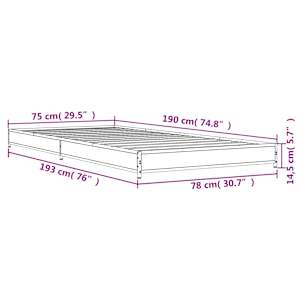 Rám postele kouřový dub 75 x 190 cm kompozitní dřevo a kov - obrázek 9