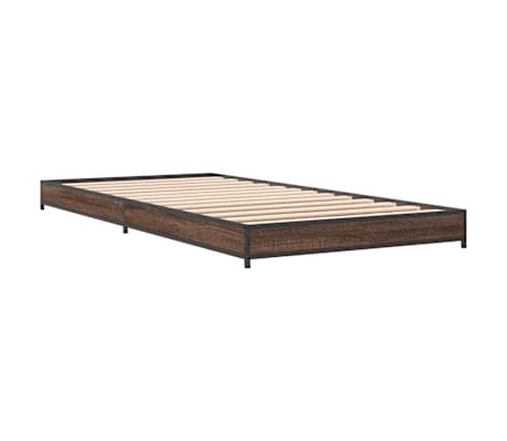 vidaXL Bettgestell Braun Eichen-Optik 75x190 cm Holzwerkstoff Metall