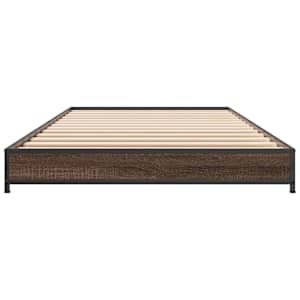 Rám postele hnědý dub 75 x 190 cm kompozitní dřevo a kov - obrázek 4