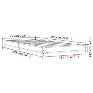 Rám postele hnědý dub 75 x 190 cm kompozitní dřevo a kov - obrázek 9