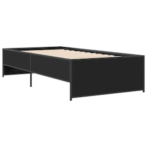 Rám postele černý 100 x 200 cm kompozitní dřevo a kov - obrázek 6