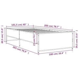 Rám postele černý 100 x 200 cm kompozitní dřevo a kov - obrázek 9