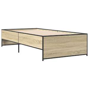 Rám postele dub sonoma 100 x 200 cm kompozitní dřevo a kov - obrázek 2