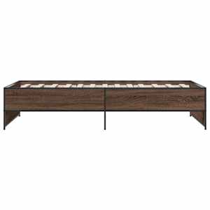 Rám postele hnědý dub 100 x 200 cm kompozitní dřevo a kov - obrázek 5