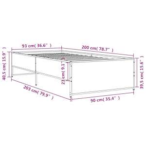 Rám postele černý 90 x 200 cm kompozitní dřevo a kov - obrázek 9