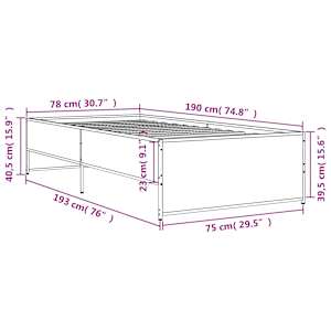 Rám postele černý 75 x 190 cm kompozitní dřevo a kov - obrázek 9