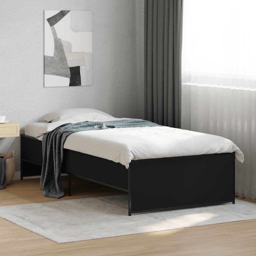vidaXL sengeramme 75x190 cm konstrueret træ og metal sort