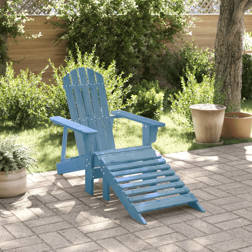 Adirondack-Stuhl mit Fußstütze Blau Massivholz Tanne