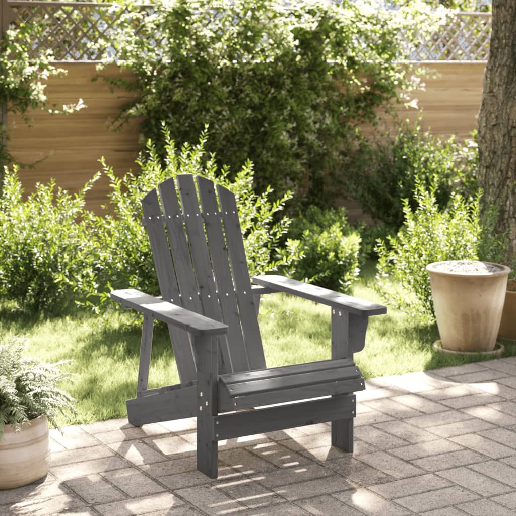 vidaXL Scaun Adirondack, gri, 69x85x90,5 cm, lemn masiv de brad