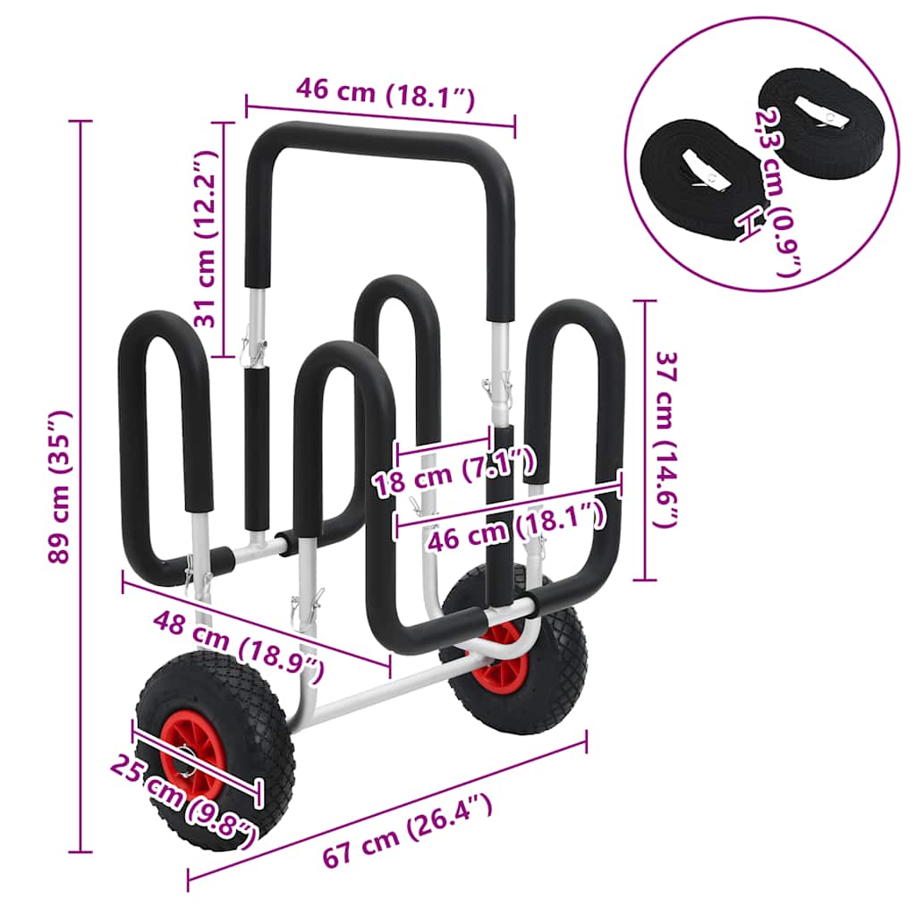 SUP ratiņi 2 vējdēļiem, 90 kg, alumīnijs
