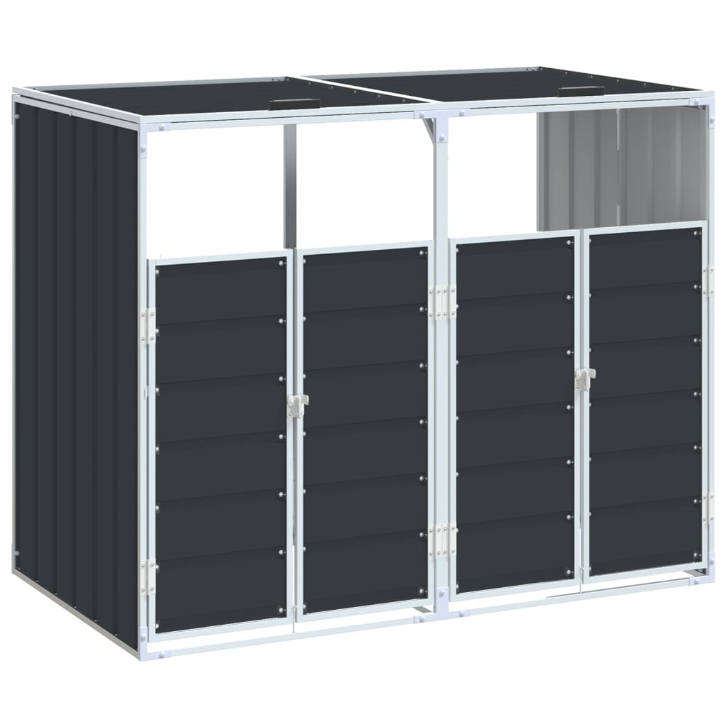 vidaXL Box na 2 popelnice antracitový 144 x 81 x 113 cm ocel