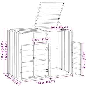 Box na 2 popelnice antracitový 144 x 81 x 113 cm ocel - obrázek 12