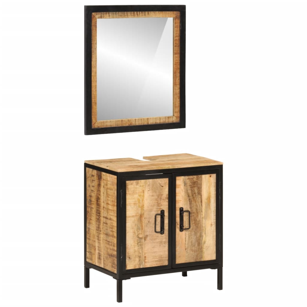 2-delige Badkamermeubelset ijzer en massief mangohout image 13
