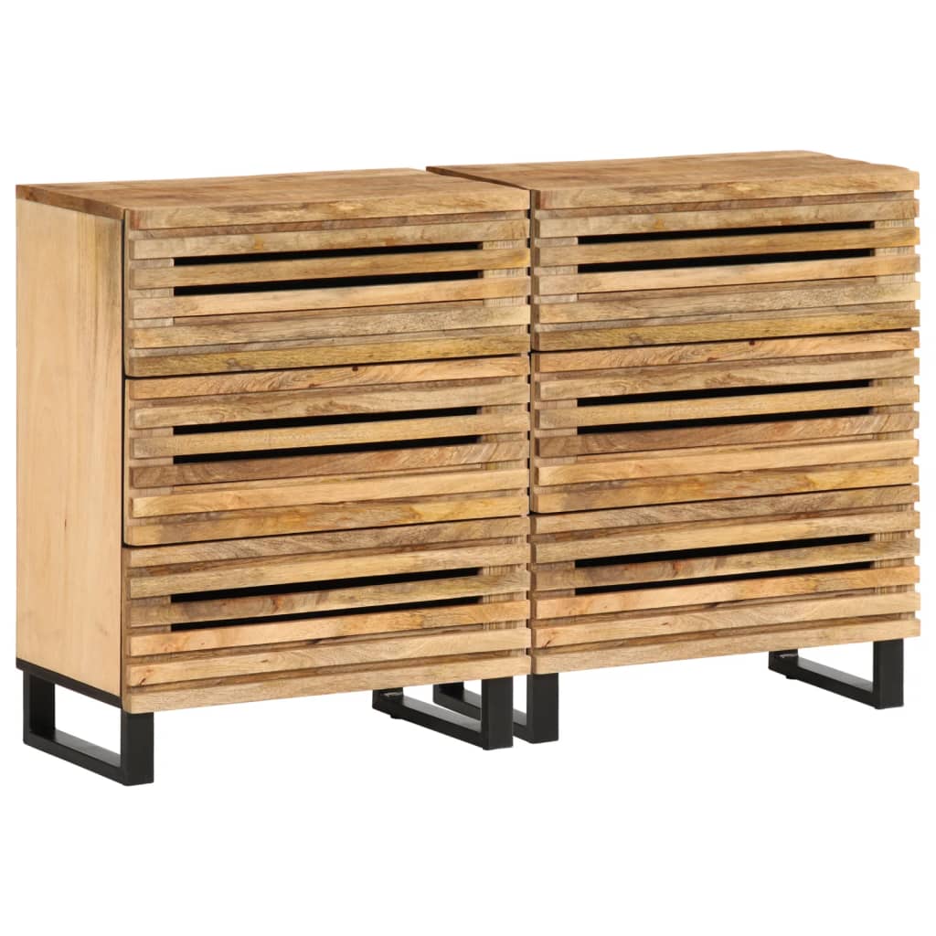 vidaXL Sideboard 2 Stk. 60x34x75 cm Raues Massivholz Mango