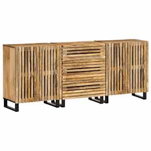 Příborníky 3 ks 60x34x75 cm masivní hrubé mangovníkové dřevo - obrázek 1
