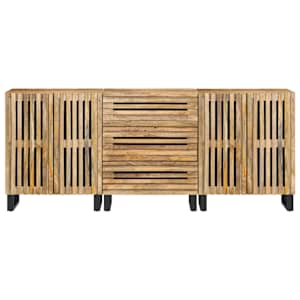 Příborníky 3 ks 60x34x75 cm masivní hrubé mangovníkové dřevo - obrázek 3
