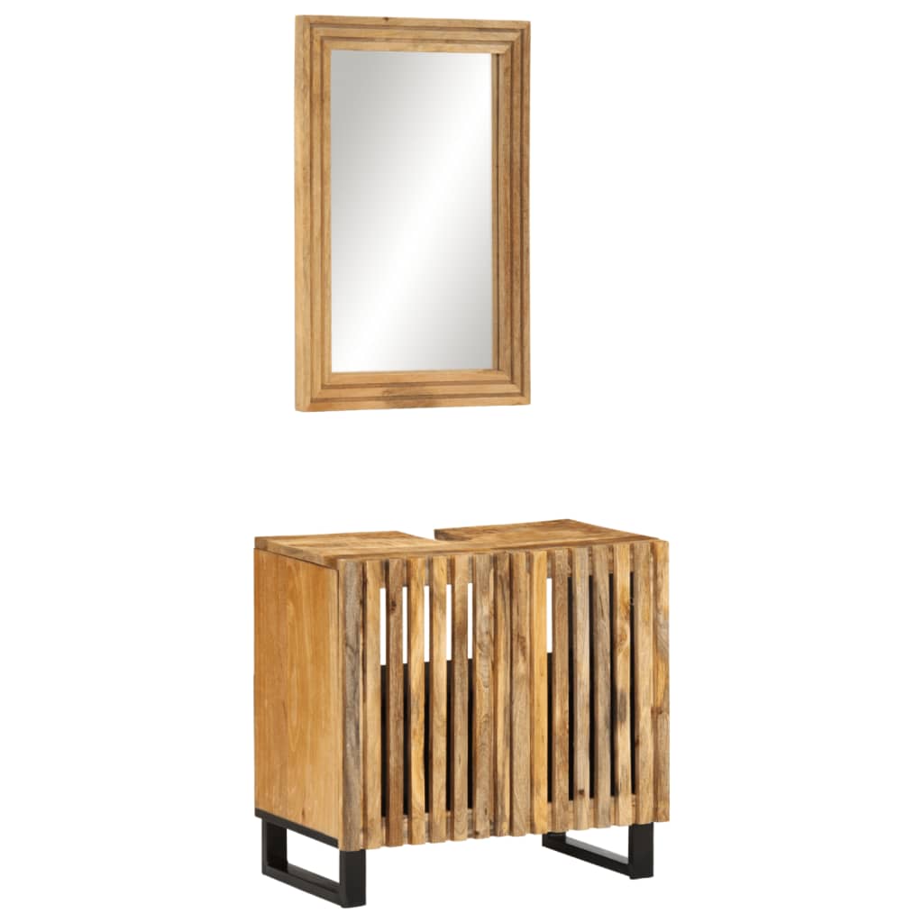 vidaXL Set mobilier de baie, 2 piese, lemn masiv de mango brut