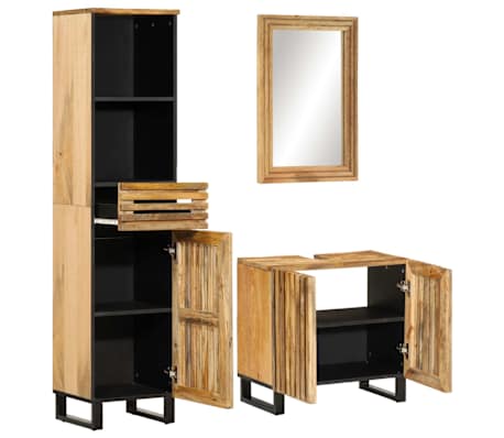 vidaXL Ensemble de meubles de bain 3 pcs bois massif de manguier brut