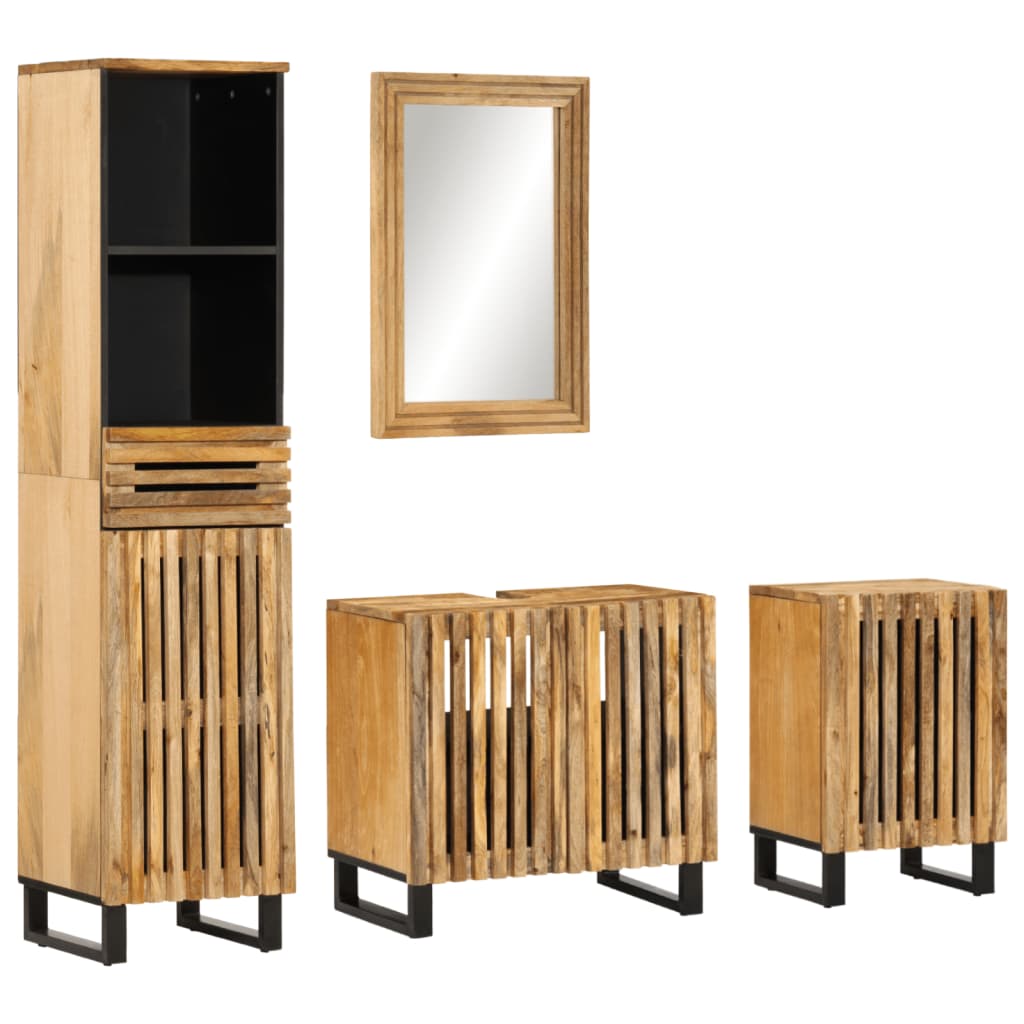 vidaXL Set mobilier de baie, 4 piese, lemn masiv de mango brut