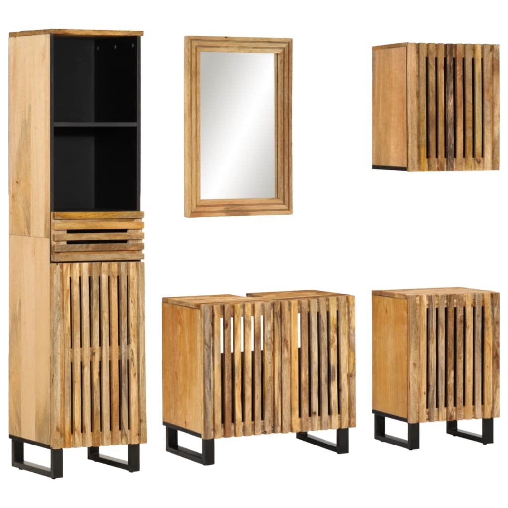 vidaXL Set mobilier de baie, 5 piese, lemn masiv de mango brut