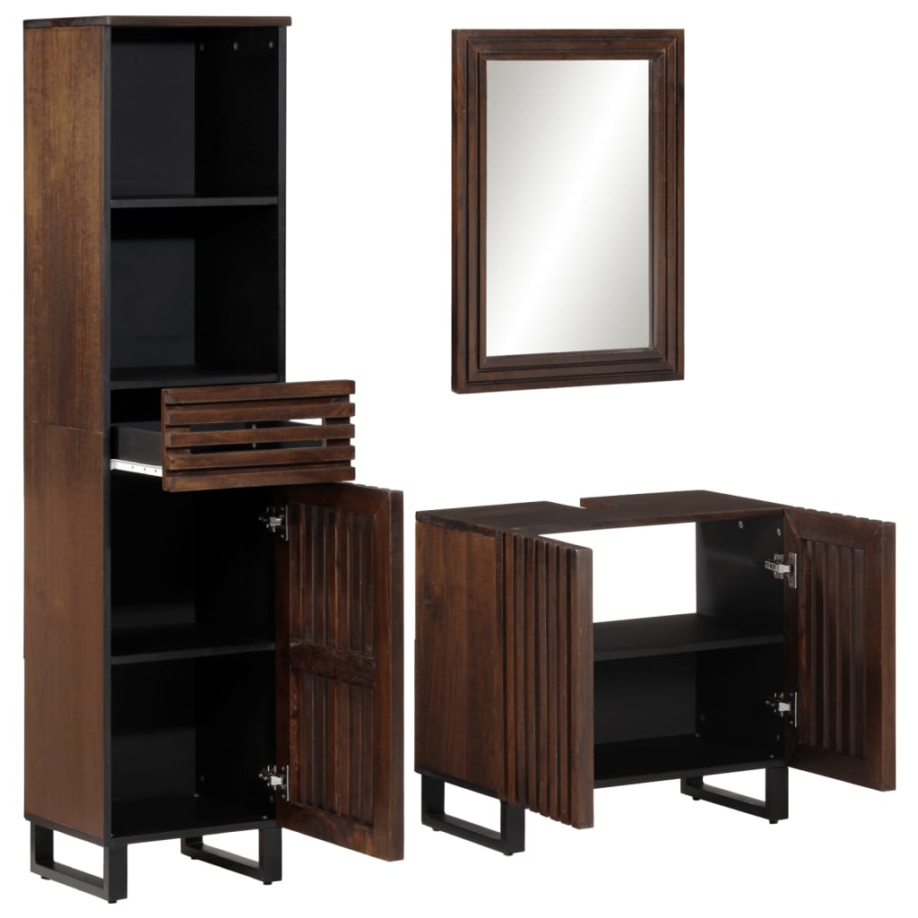 vidaXL 3 Piece Bathroom Furniture Set Solid Wood Mango