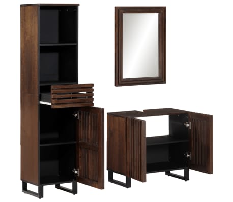 vidaXL 3 Piece Bathroom Furniture Set Solid Wood Mango