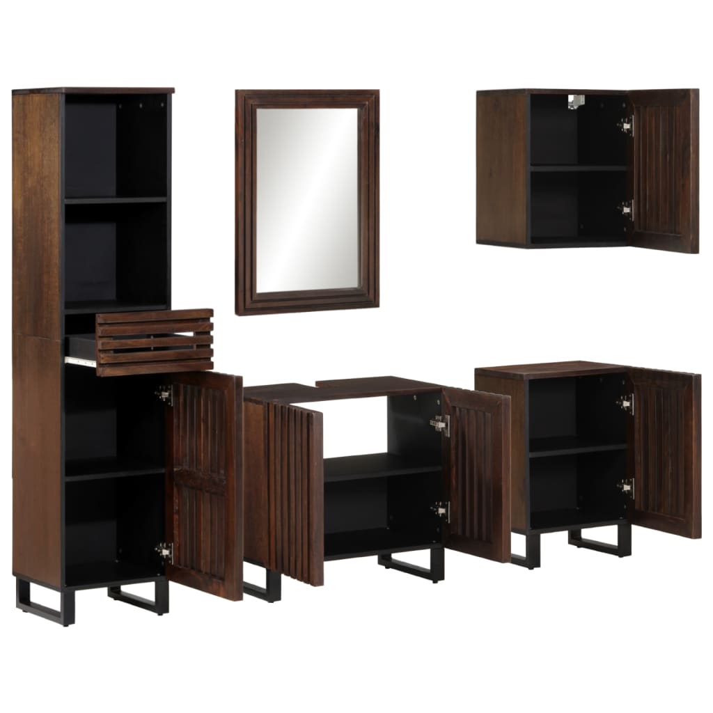 vidaXL 5 Piece Bathroom Furniture Set Solid Wood Mango