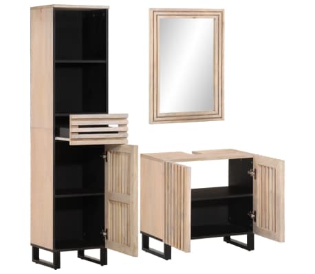 vidaXL Set mobilier de baie, 3 piese, lemn masiv de mango