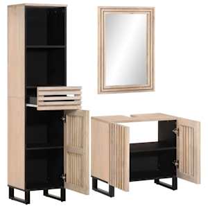 vidaXL Set mobilier de baie, 3 piese, lemn masiv de mango
