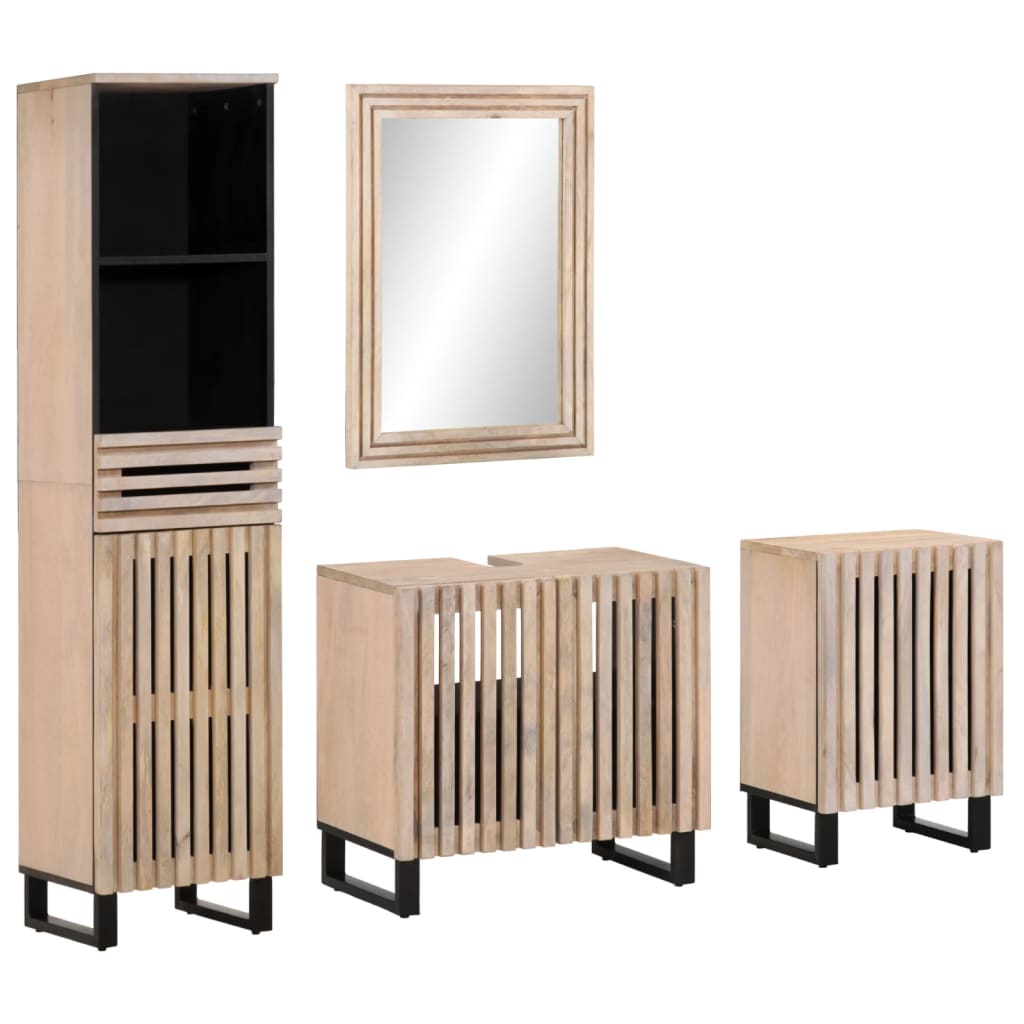 vidaXL Set mobilier de baie, 4 piese, lemn masiv de mango