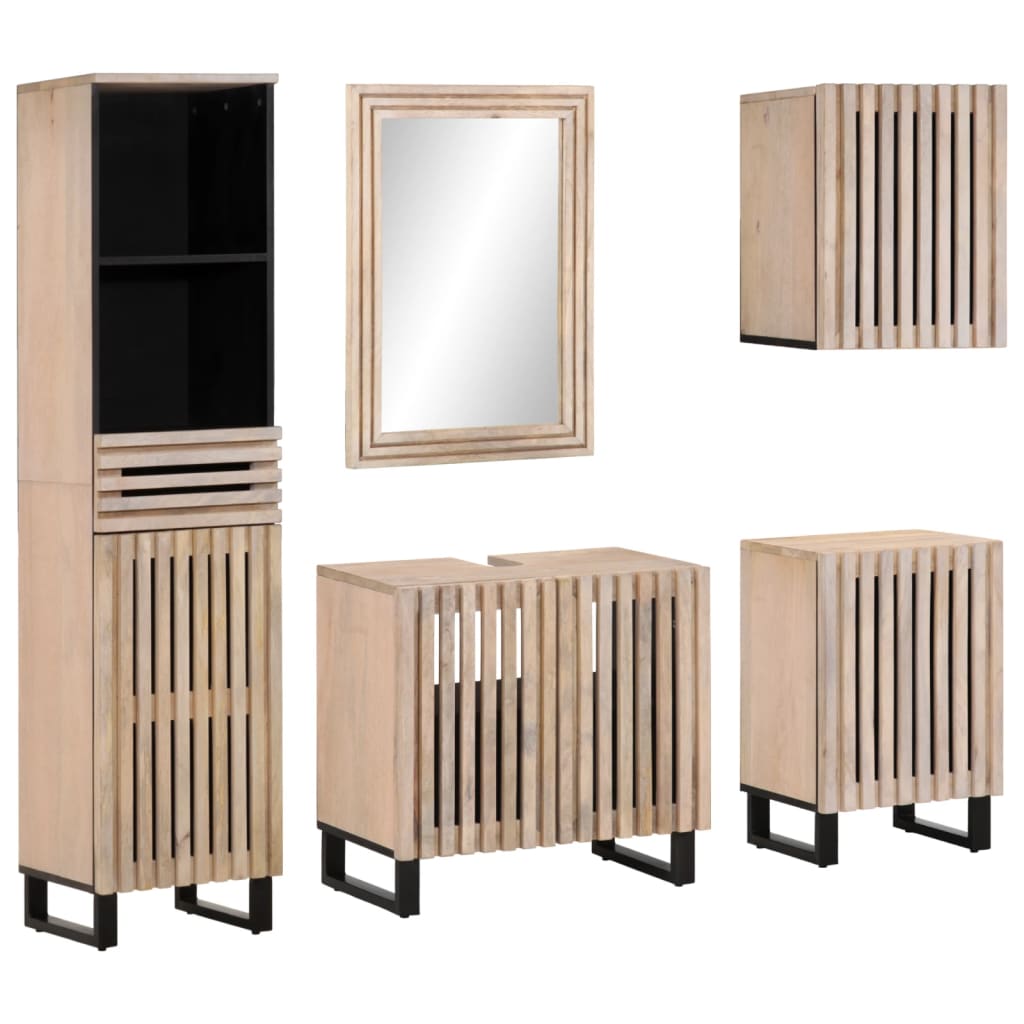 vidaXL Set mobilier de baie, 5 piese, lemn masiv de mango