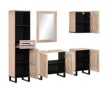vidaXL Set mobilier de baie, 5 piese, lemn masiv de mango