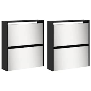 Botník se zrcadlem 4patrový černý 63 x 17 x 134 cm - obrázek 4