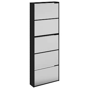 vidaXL kingakapp peegliga 5 sahtlit, must 63 x 17 x 102,5 cm