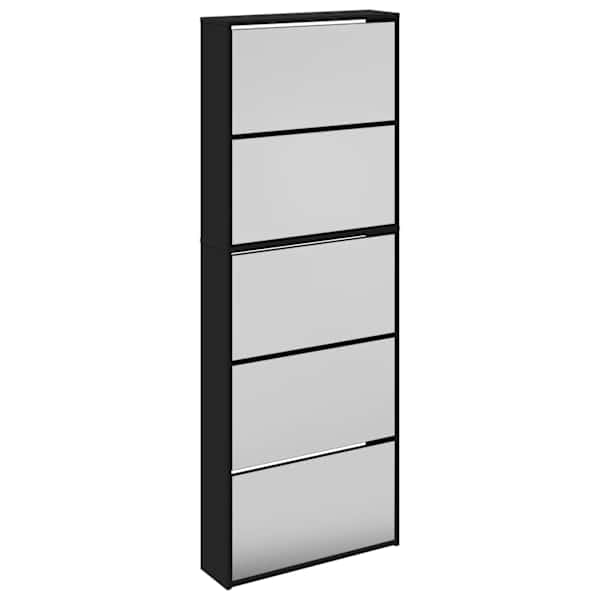 vidaXL kingakapp peegliga 5 sahtlit, must 63 x 17 x 102,5 cm