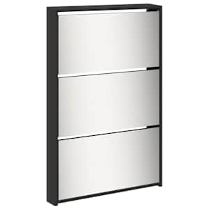Botník se zrcadlem 5patrový černý 63 x 17 x 169,5 cm - obrázek 4