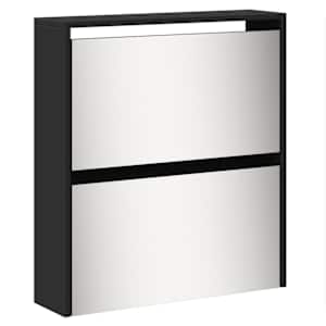Botník se zrcadlem 5patrový černý 63 x 17 x 169,5 cm - obrázek 5