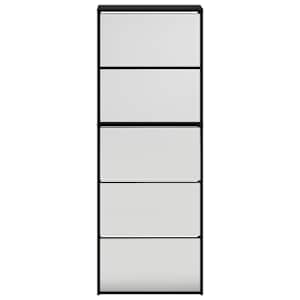 Botník se zrcadlem 5patrový černý 63 x 17 x 169,5 cm - obrázek 6