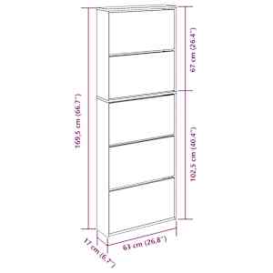 Botník se zrcadlem 5patrový betonově šedý 63 x 17 x 169,5 cm - obrázek 10