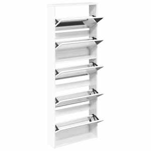 Botník se zrcadlem 5patrový bílý s vysokým leskem 63x17x169,5cm - obrázek 3