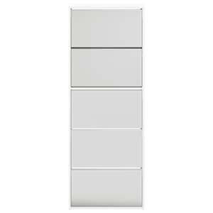 Botník se zrcadlem 5patrový bílý s vysokým leskem 63x17x169,5cm - obrázek 6