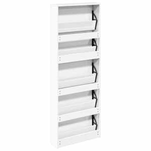 Botník se zrcadlem 5patrový bílý s vysokým leskem 63x17x169,5cm - obrázek 8