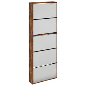vidaXL 5 sahtliga kingakapp peegliga, suitsutatud tamm, 63x17x169,5 cm
