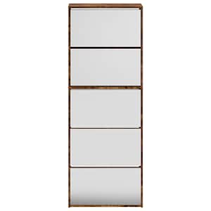 Botník se zrcadlem 5patrový kouřový dub 63 x 17 x 169,5 cm - obrázek 6