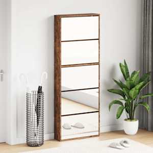 Botník se zrcadlem 5patrový kouřový dub 63 x 17 x 169,5 cm - obrázek 1